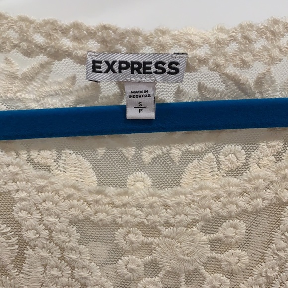Express Sheer Cream ¾ Length Blouse with Lace Detail (size small) - Picture 5 of 5
